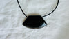 Obsidian Adze Pendant Necklace. Leather & Sterling Silver. 2552