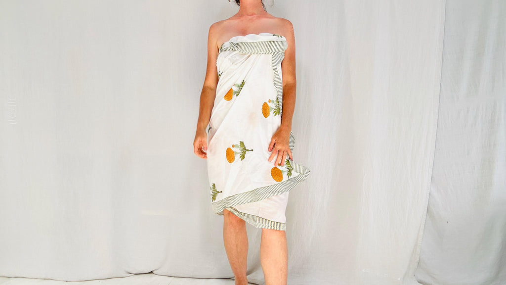 Block Print Sarong. Jaipur India. Cover-up. Cotton.