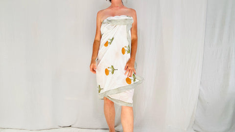 Block Print Sarong. Jaipur India. Cover-up. Cotton.