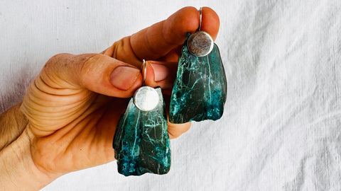 Chrysocolla and Sterling Silver Earrings. 2886