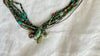Turquoise Multi-Strand Choker Necklace. Tiny Turquoise Heishi and Sterling Silver. 2297