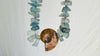 Blue Fluorite and Ammonite Necklace. Handmade Sterling Silver Jewelry. Beachy Boho Choker.