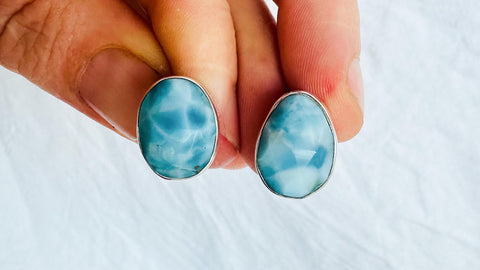 Faceted Larimar Earrings I Sterling Silver Jewelry I Unique Gemstone Jewelry I Gifts for Her AP-316