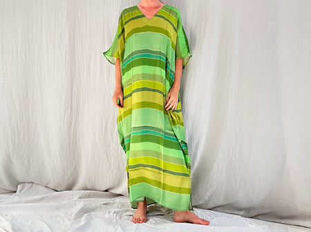 Greens Silk Kaftan. India. One Size.
