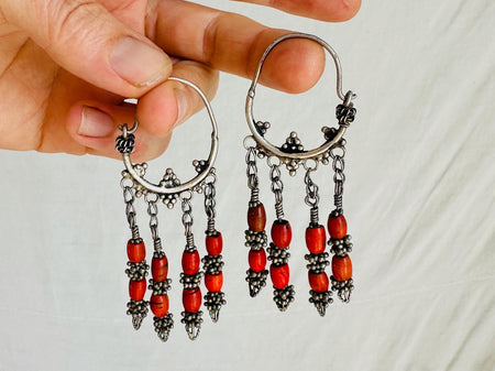 Vintage Uzbek Bukhara Silver Earrings. Rare Sterling Silver Earrings from Central Asia. 0689