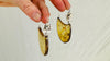 Large Amber Earrings with Silver Flowers. Handmade Sterling Jewelry. 2574