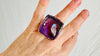Oversized Faceted Amethyst Cocktail Ring | Handmade Adjustable Sterling Silver | Unique Gemstone Jewelry.