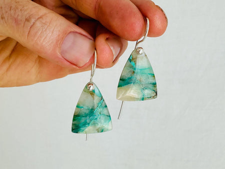 Chrysocolla and Sterling Silver Earrings. Atelier Aadya. 2437
