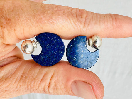 Lapis Lazuli Flat Hoop Earrings. Atelier Aadya. 4286