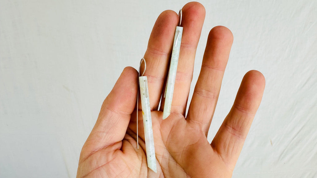 Chrysoprase Earrings. Handmade Sterling Silver Ear Wire. Green Stone Earrings. Gift for Her. 2446