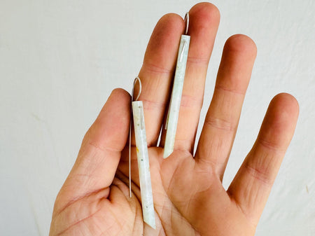 Chrysoprase Earrings. Handmade Sterling Silver Ear Wire. Green Stone Earrings. Gift for Her. 2446