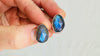 Labradorite Post Earrings. Flashy Blue Stone. Handmade Sterling Silver Jewelry. Small Gift for Her. 0716