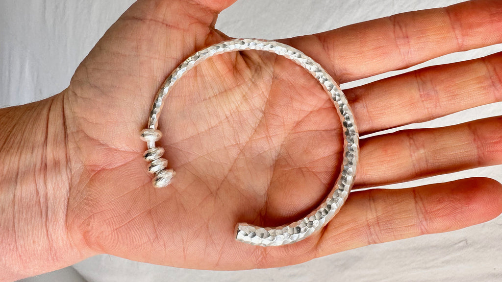 Fine Silver Bangle from the Karen Hill Tribe of Thailand.
