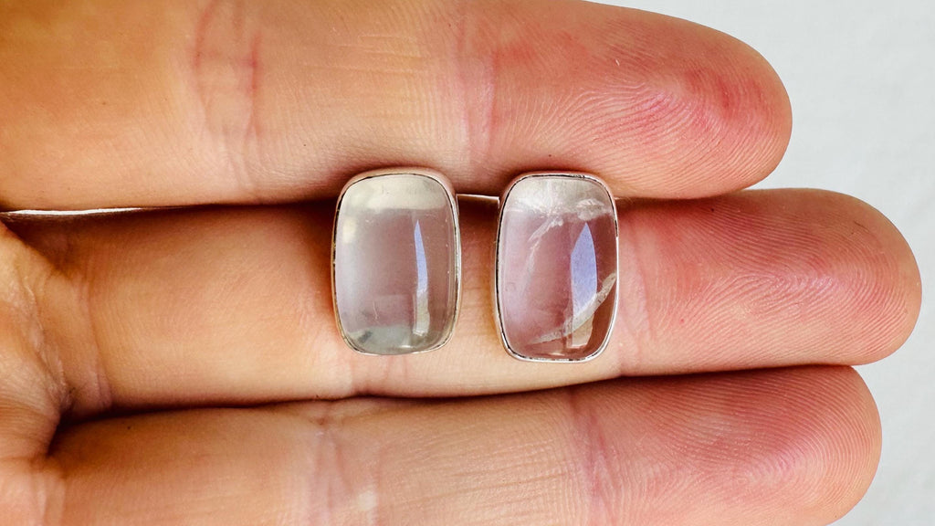 Rose Quartz & Silver Earrings. Hand Crafted Sterling Silver Jewelry. Atelier Aadya. Adorable Gift for Her. 4082