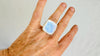 Rainbow Moonstone Ring. Oversized & Adjustable Sterling Silver Cocktail Ring. 0909