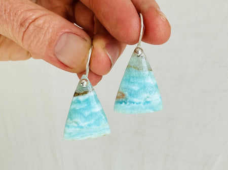 Larimar Earrings. Sterling Silver Stone Jewelry. Unique Gemstone Jewelry. Gifts for Her 4060