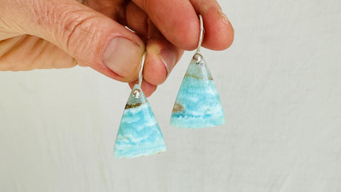 Larimar Earrings. Sterling Silver Stone Jewelry. Unique Gemstone Jewelry. Gifts for Her 4060