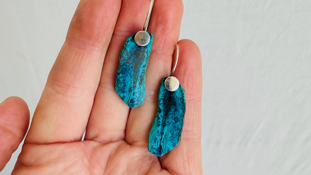 Chrysocolla Earrings. Handmade Sterling Silver Earrings. Atelier Aadya Designer Jewelry. Gift for Her. 2706