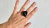 Faceted Smoky Quartz Ring. Oversized. Gorgeous. Size 8 and Up. Adjustable. 2044