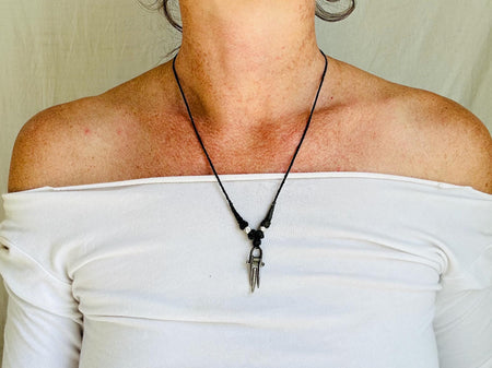 Old Amulet Necklace. Toothpick! Antique. India. Sterling Silver. 1028