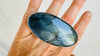 Gray Labradorite Cocktail Ring. Two Finger, Adjustable Sizing Ring. Handmade Sterling Silver. Gorgeous Flash. .