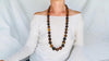 Long Amber Beaded Necklace with Sterling Silver. Graduated. Knotted. 2883.