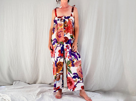 Floral Printed Cotton Overalls. Cotton. One Size