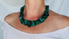 Malachite Beaded Necklace. Chunky Natural Malachite. Handmade Designer Jewelry. 2866