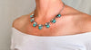 Silver & Turquoise Flowers Necklace. Taxco. Stunning! 0487