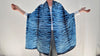 Indigo Shibori Silk Shawl, Wrap, Scarf. Clamp Dye. Gujarat, India.