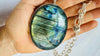 Labradorite Pendant Necklace. Heavy Sterling Silver Chain. 4447
