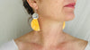Yellow Clam & Sterling Silver Earrings. 2695
