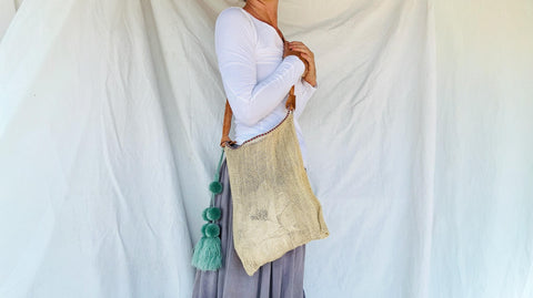 Large Agave Woven Bag With Leather Strap And Tassel! Hand-spun & Woven. Chiapas, Mexico