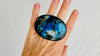 Labradorite Three Finger Ring. Adjustable Sizing. Handmade Sterling SIlver. Gorgeous Flash. 4043