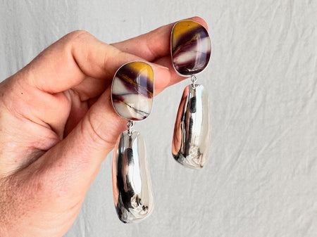 Mookaite & Silver Earrings. Handmade Designer Sterling Silver Jewelry. 1327