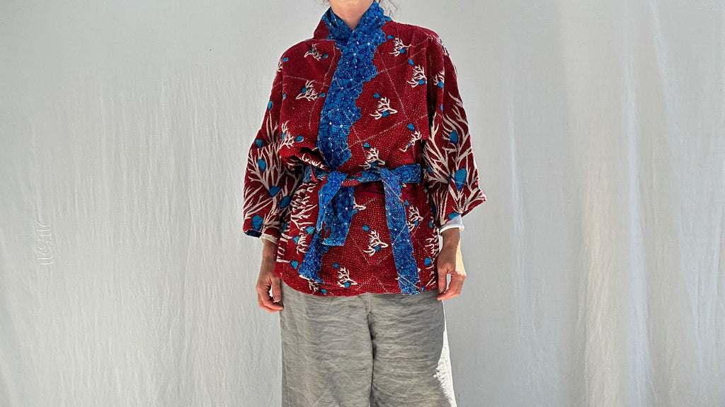 Vintage Kantha Wrap Jacket. Kimono.