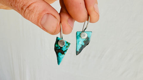 Hubei Turquoise Earrings. Sterling Silver. 2690
