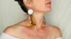 Huge Amber Slab & Sterling Silver Earrings. 4071