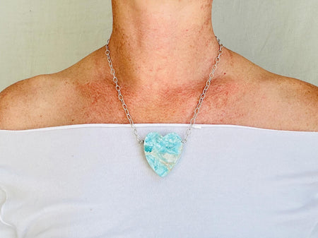 Amazonite Heart Pendant on a Silver Chain. Handcrafted Sterling Silver Jewelry. Gift for Her. 2684