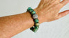 Guatemalita Jade Beaded Bracelet with a Sterling Silver Bead.