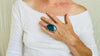 Blue Apatite Cocktail Ring. Oversized Sterling Silver Designer Ring. Botanicals. Gorgeous! Size 6. 4138.