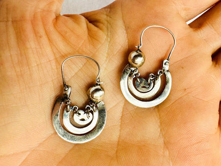 Sterling Oaxacan Earrings. Traditional Design. Silver. Oaxaca, Mexico. 2823