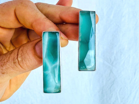 Hemimorphite Earrings. Handcrafted Sterling Silver Jewelry. Designer Post Earrings. 140