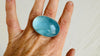 Oversized Aquamarine Cocktail Ring | Handmade Adjustable Sterling Silver | Unique Gemstone Jewelry. 0919