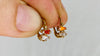 Vintage Ecuadorian Gold Earrings With Crystal. 18kt. 0389