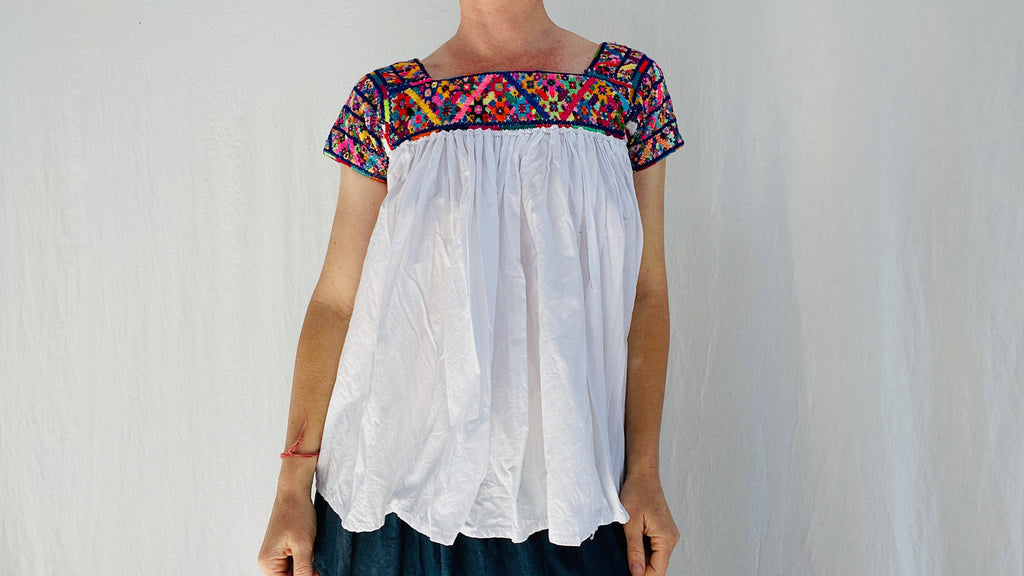 Hand-Embroidered Nahua Blouse. Puebla, Mexico