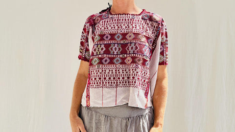 Vintage White Colotenango Hand-Woven Guatemala Huipil.