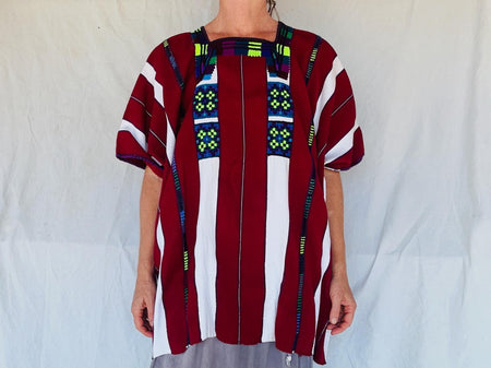 Vintage Oxchuc Mexican Huipil. Vibrant Mayan Textile.