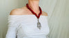 Silver Yalalag Cross Necklace. Red Glass Nepalese Beads. 2188