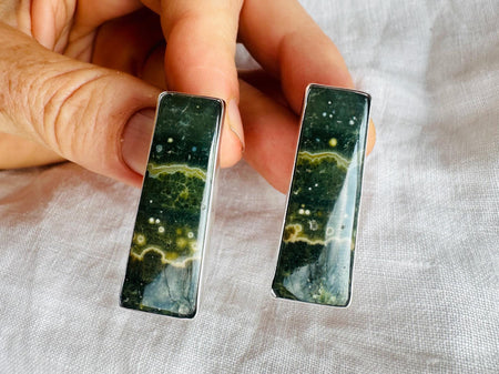 Ocean Jasper and Sterling Silver Earrings. 3023
